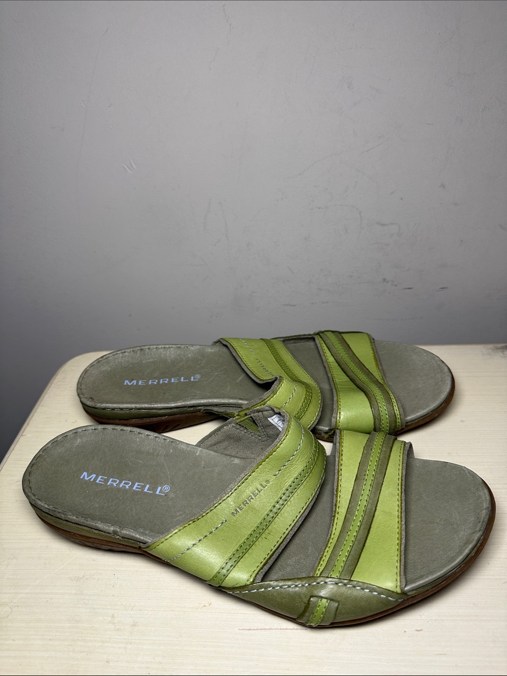 Merrell Women's Olive Green Leather Slide Mules